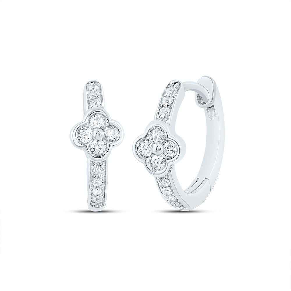 10K WHITE GOLD 1/10CTW-DIAMOND GIFT CLOVER HOOP EARRING