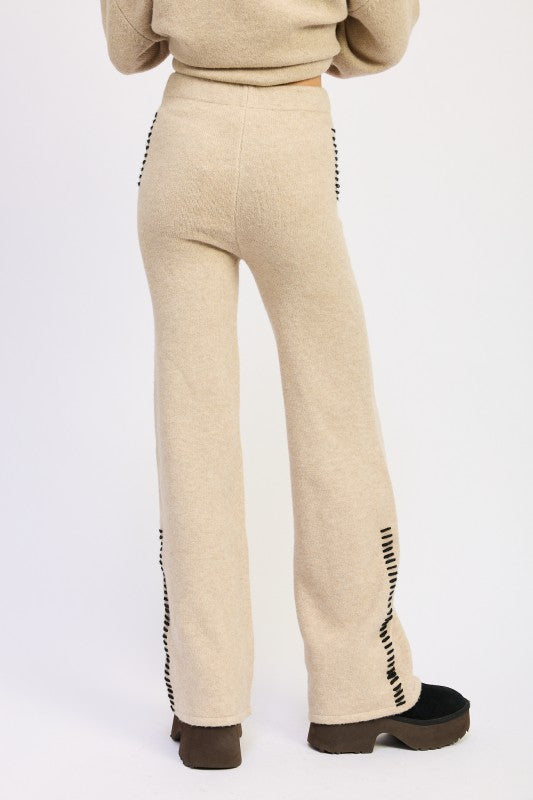 Emory Park Wide Leg Pants with Blanket Stitching