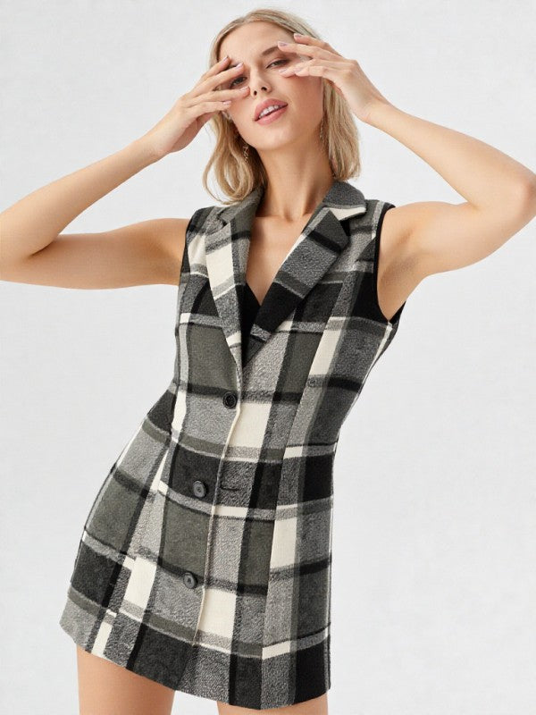Miss Sparkling |Plaid Sleeveless Vest