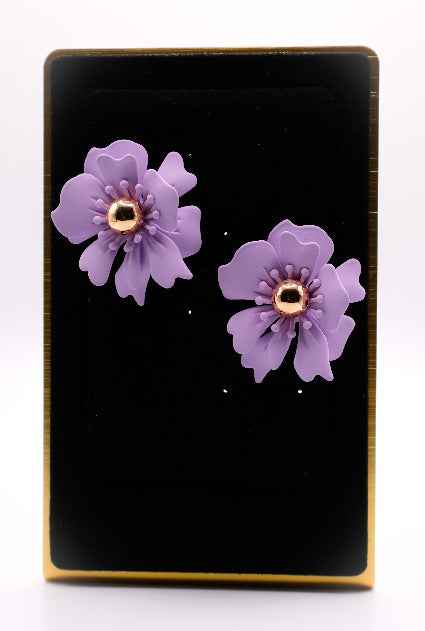 Purple Petal Glisten Earrings – Luxury Purple Floral Statement Earring