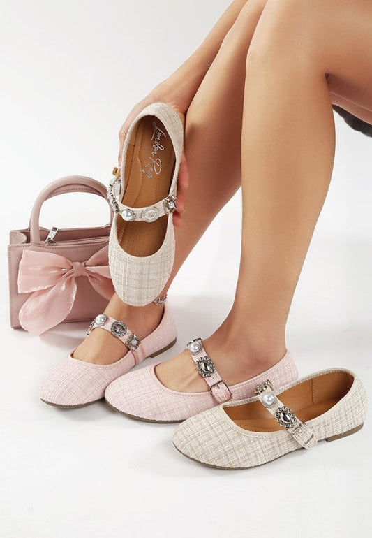 Noyama Charms Embellished Tweed Mary Janes