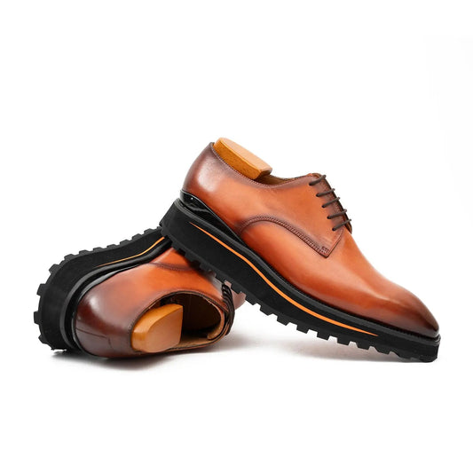 Calf leather business dress derby shoes Brown