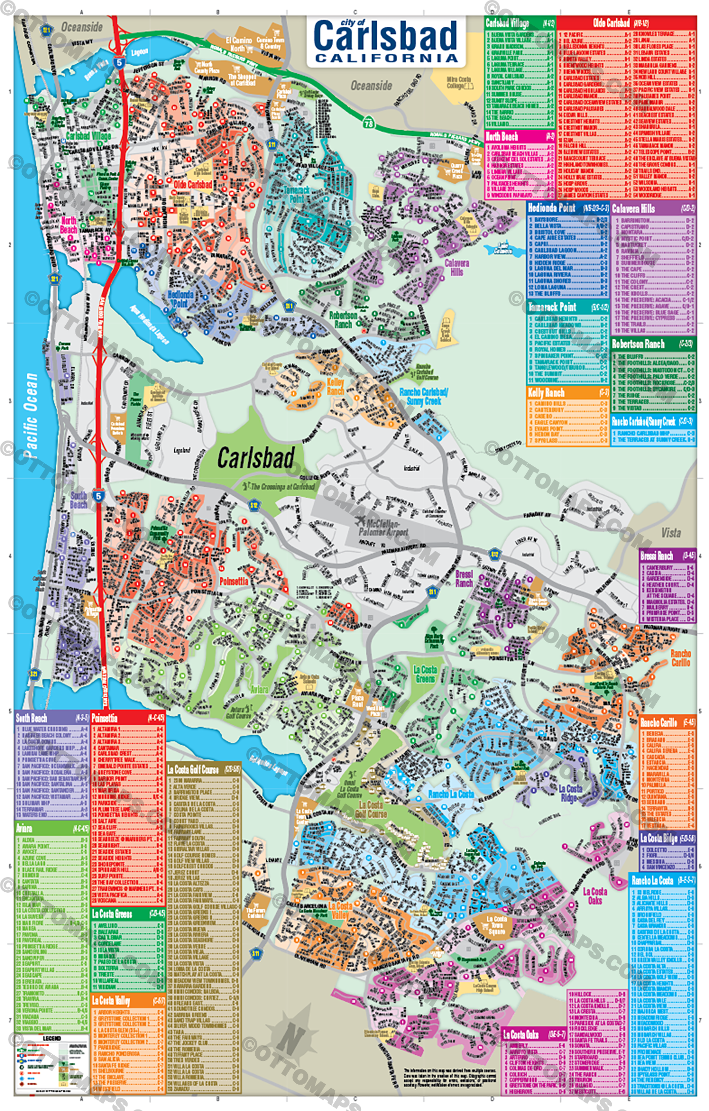 Carlsbad Map, San Diego County, CA - POSTER PRINTS