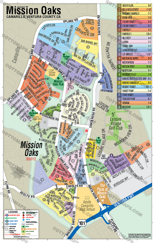 Mission Oaks Map, Camarillo, Ventura County - POSTER PRINTS - Lolomo!