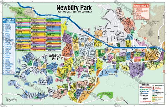 Newbury Park Map, Thousand Oaks, Ventura County, CA - POSTER PRINTS