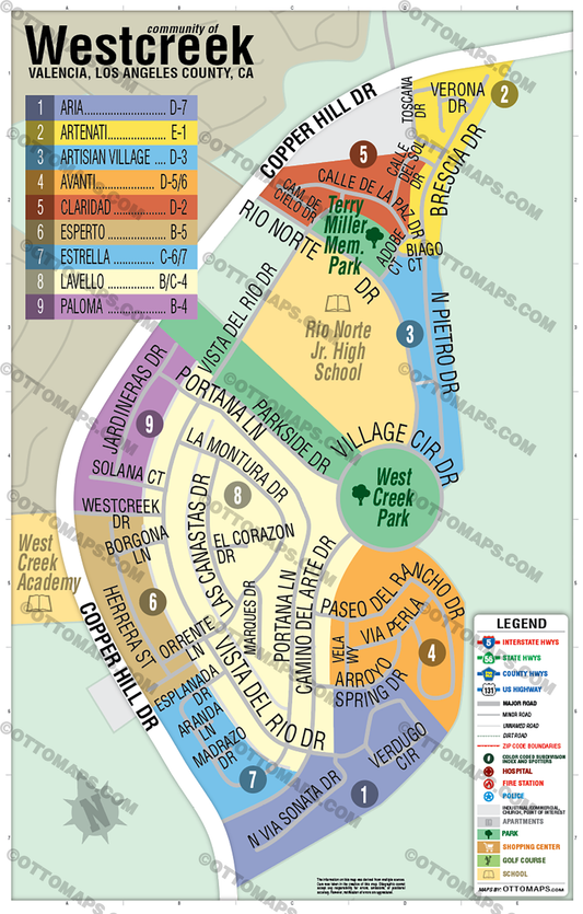Westcreek Map, Valencia, LA County - POSTER PRINTS