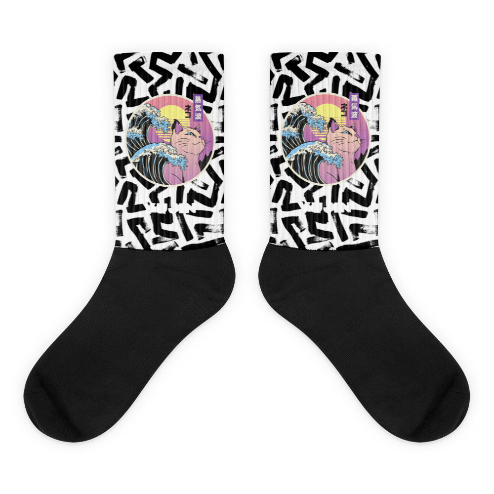 Chaussettes japonaises Vaporwave Cat
