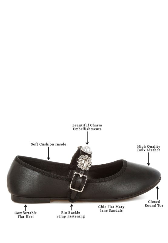 Kavana Charms Embellished Flat Mary Janes