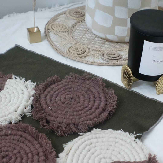 Handmade Macrame Coasters | Set of 4 Boho Drink Mats