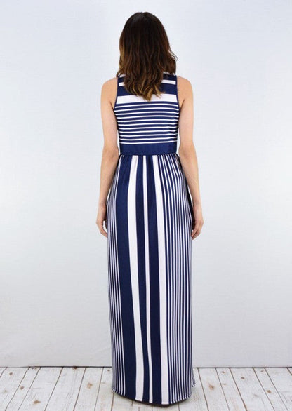 Plus Stripe Maxi Dress with Hidden Pocket