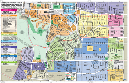 Arlington Park, Baldwin Hills, Chesterfield Square, Crenshaw, Jefferson Park, Ladera Heights, Leimert Park, Park Mesa Heights and View Park-Windsor Hills Map, Los Angeles County, CA - POSTER PRINTS