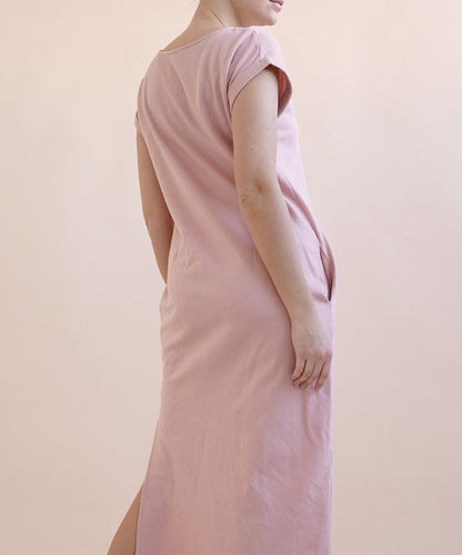 Fabina Brushed Organic Hemp Side Slit Maxi Dress