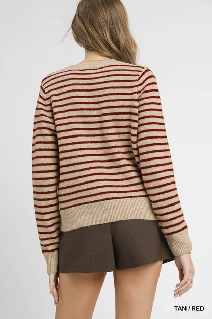 Umgee Striped Button-Up Knit Cardigan