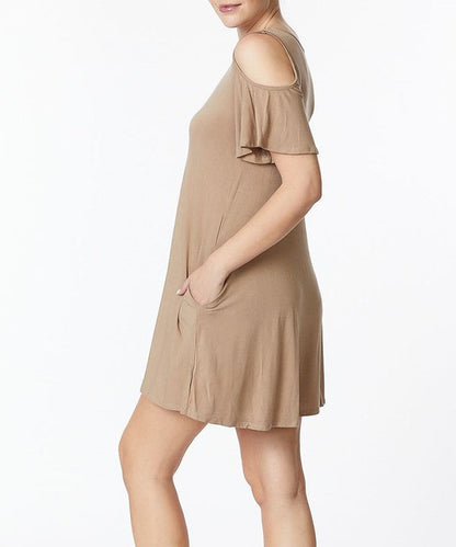 Fabina Bamboo Cold Shoulder Flare Dress