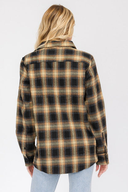 Full Plaid Checkered Flannel Long Sleeve Top