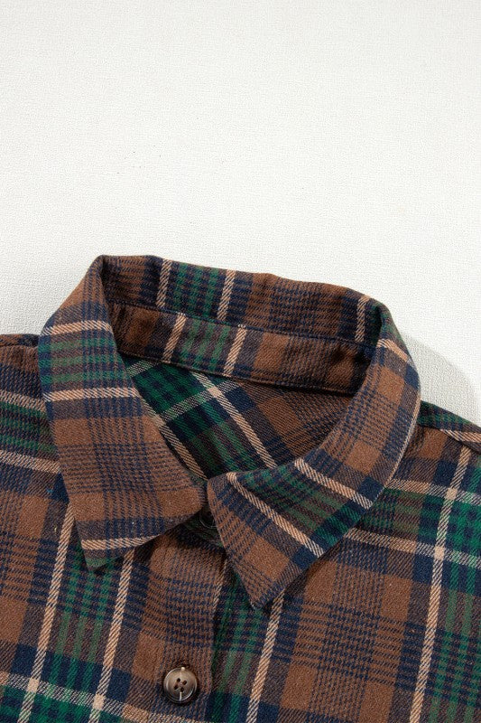 Plaid Button-Up Chest Pocket Shacket