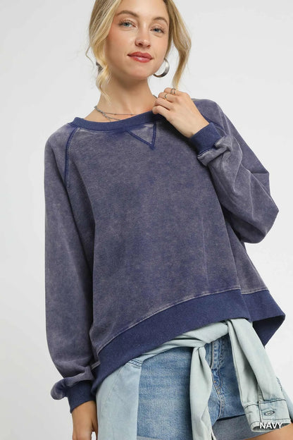 Umgee Mineral Wash French Terry Sweatshirt
