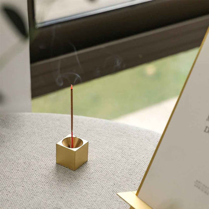 Brass Cube Incense Holder - Minimalist & Stylish Design