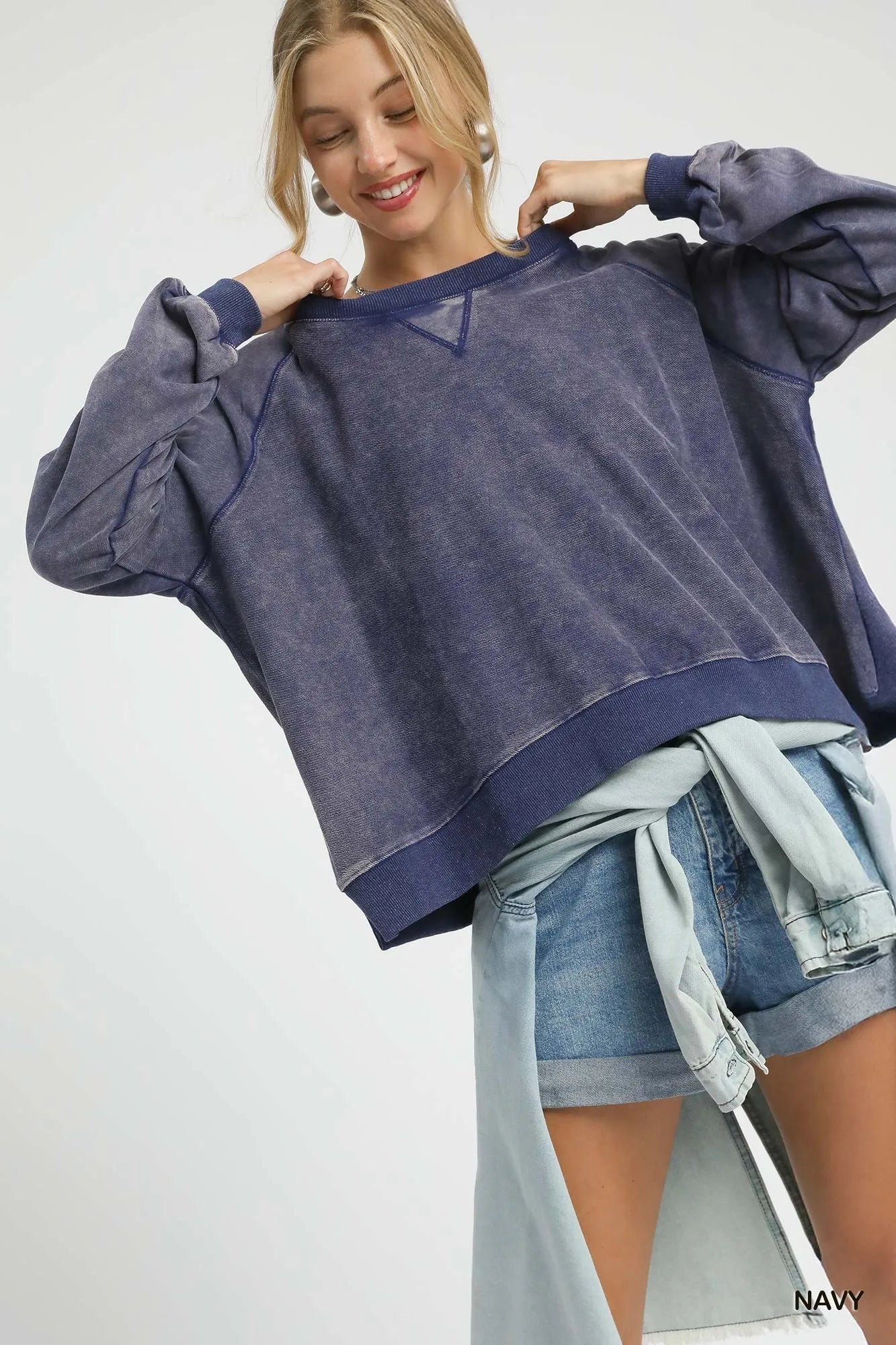 Umgee Mineral Wash French Terry Sweatshirt