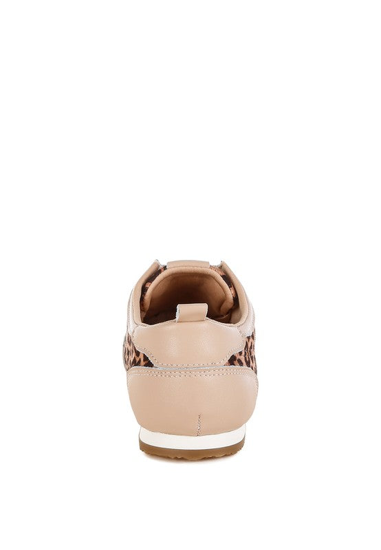 Narati Leopard Print Real Leather Sneakers