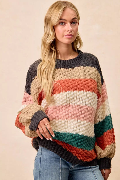 BiBi Stripes Color Block Chunky Sweater
