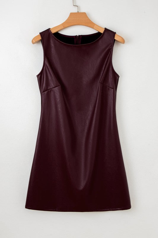 Vegan Leather Sleeveless Mini Dress