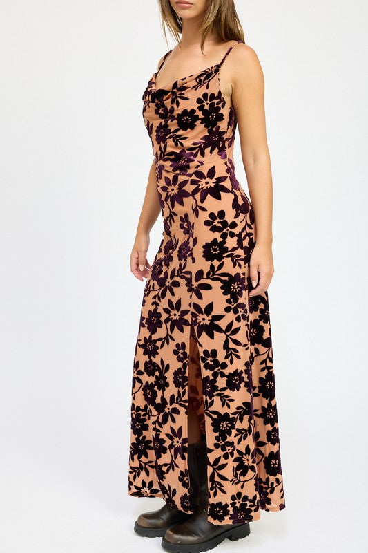 Emory Park Floral Print Cowl Neck Maxi Dress