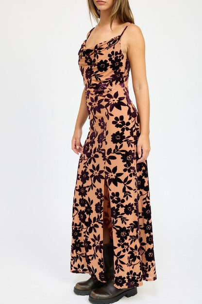 Emory Park Floral Print Cowl Neck Maxi Dress