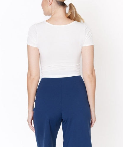 Fabina Bamboo Double Front V Neck Crop Top