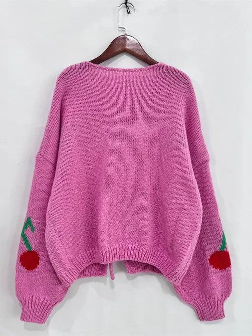 Miss Sparkling |Front Tie Cherry Cardigan