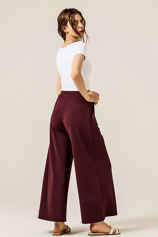 Plus Stretch Yoga Knit Wide Leg Palazzo Pants
