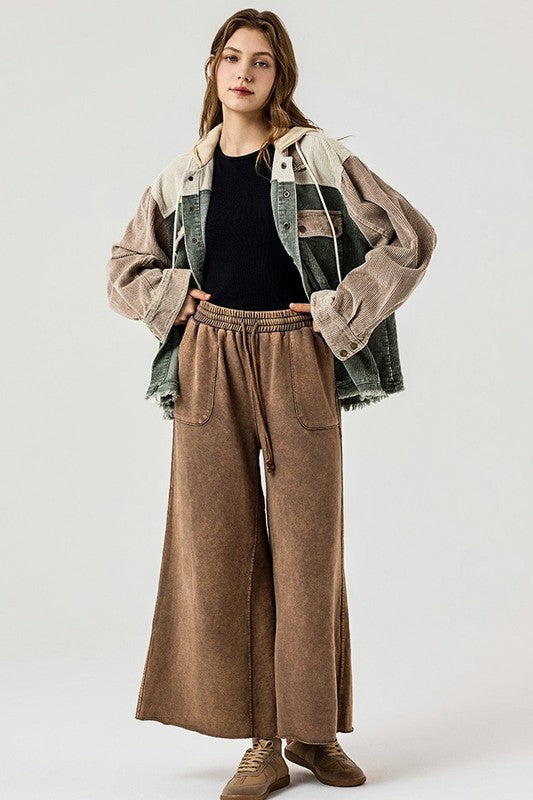 Plus Washed Raw-Edges Outline Pockets Pants