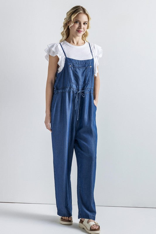 Plus Pocket Adjustable Straps Overall Jumpsuit