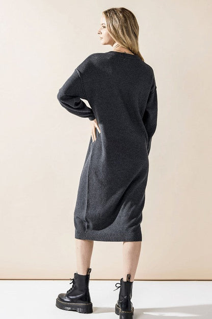 Plus Comfy Button-front Soft Sweater Midi Dress