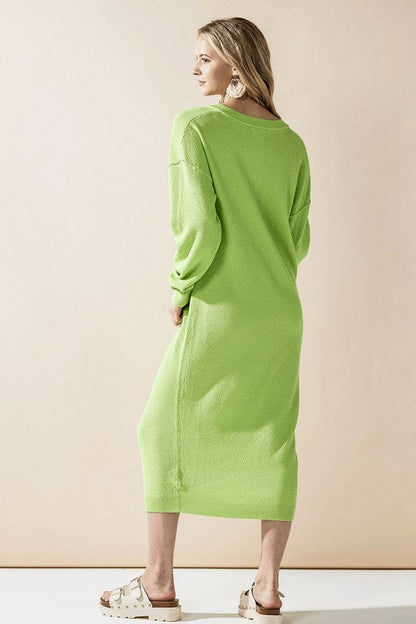Plus Comfy Button-front Soft Sweater Midi Dress