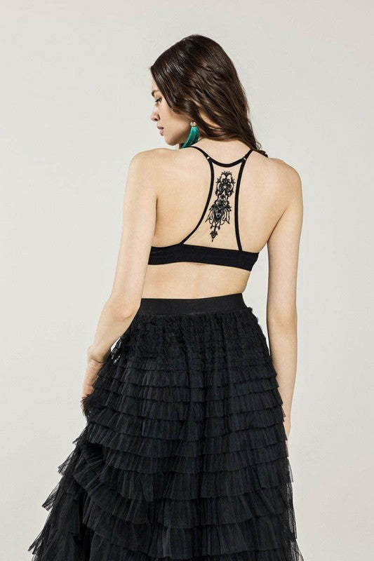 Seamless Tattoo Mesh Racerback Bralette