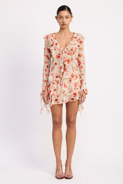 Emory Park Ruffle Trim Sheer Peplum Top