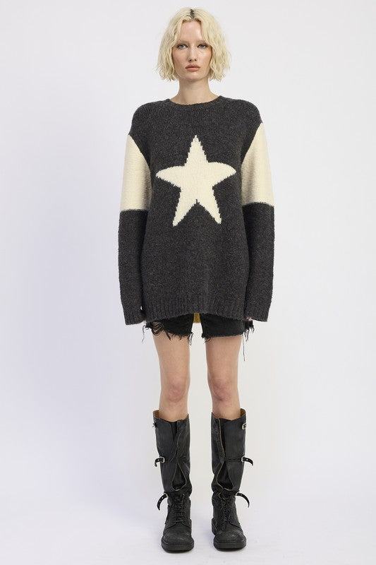 Emory Park Oversized Sweater with Star Print