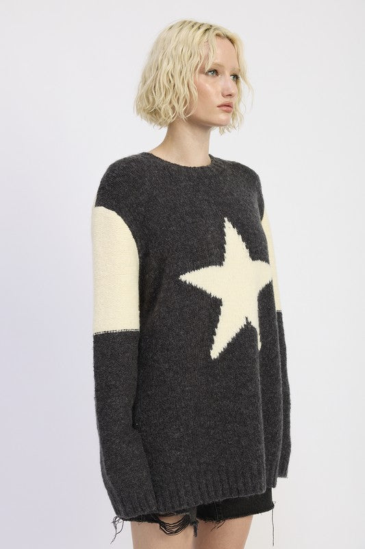 Emory Park Oversized Sweater with Star Print