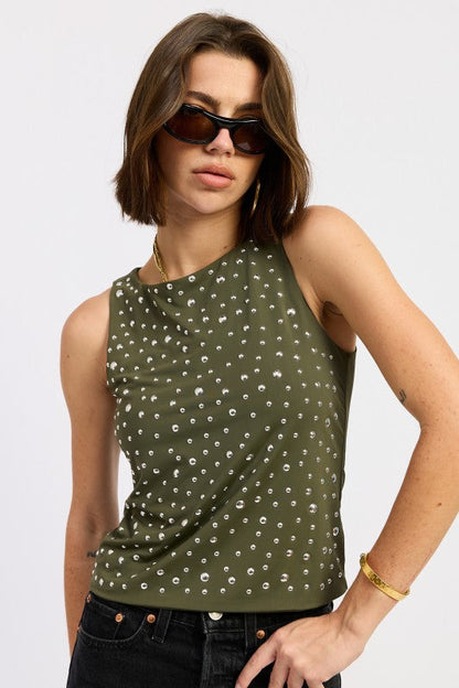 Emory Park Metal Hotfix Knit Tank Top