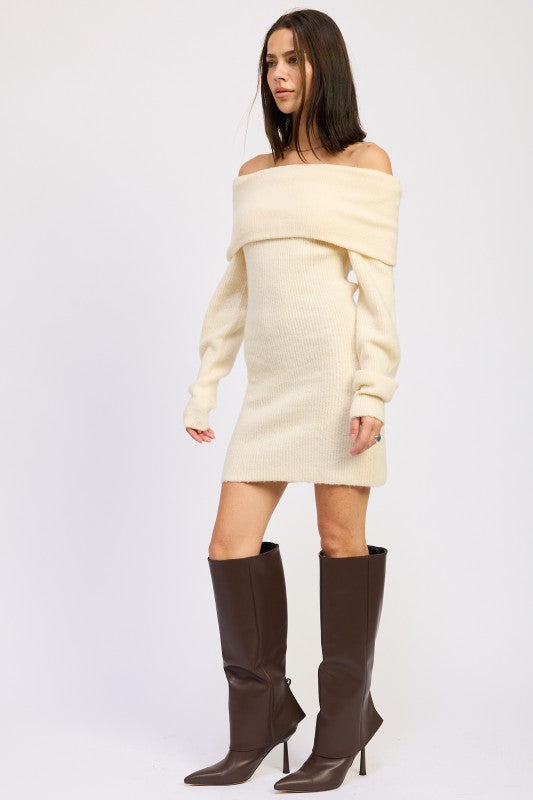 Emory Park Long Sleeve Off Shoulder Mini Knit Dress