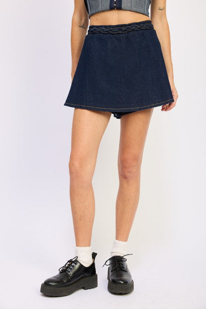 Emory Park Denim Skort with Elastic Waistband