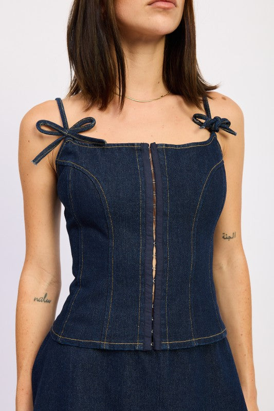 Emory Park Denim Bustier Top with Zipper