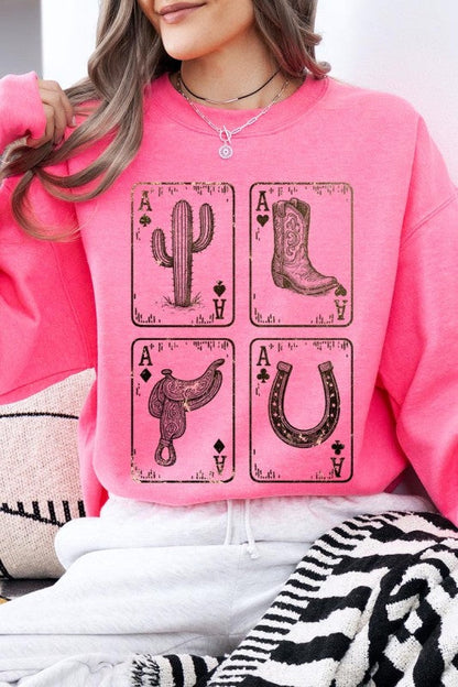 Western Cowgirl Card Graphic Sweatshirt
