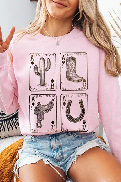 Western Cowgirl Card Graphic Sweatshirt
