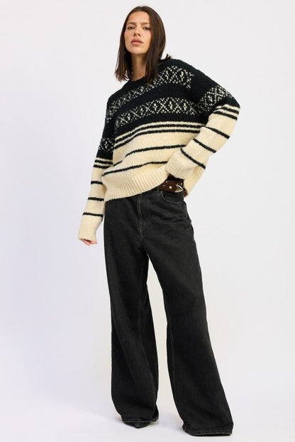 Emory Park Fair Isle Striped Oversize Sweater