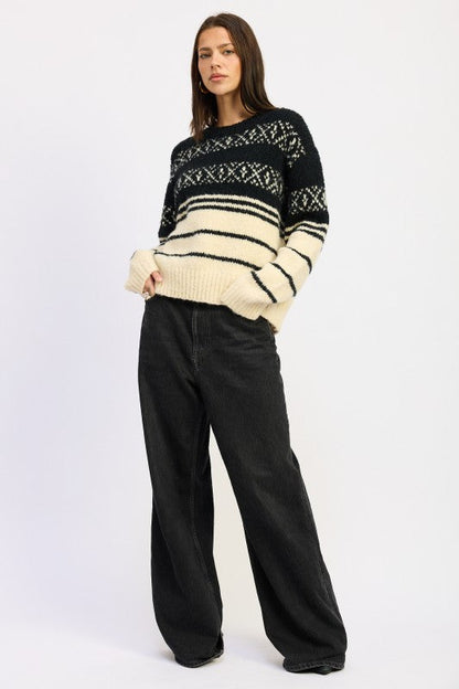 Emory Park Fair Isle Striped Oversize Sweater