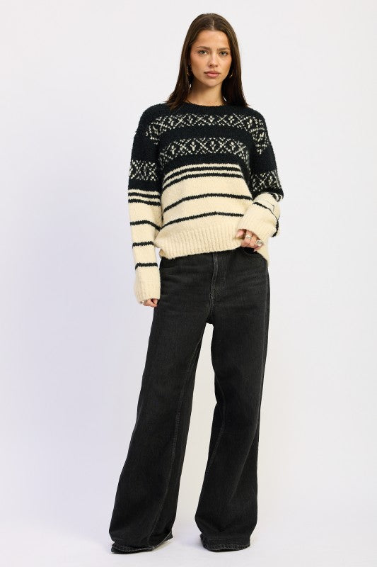 Emory Park Fair Isle Striped Oversize Sweater