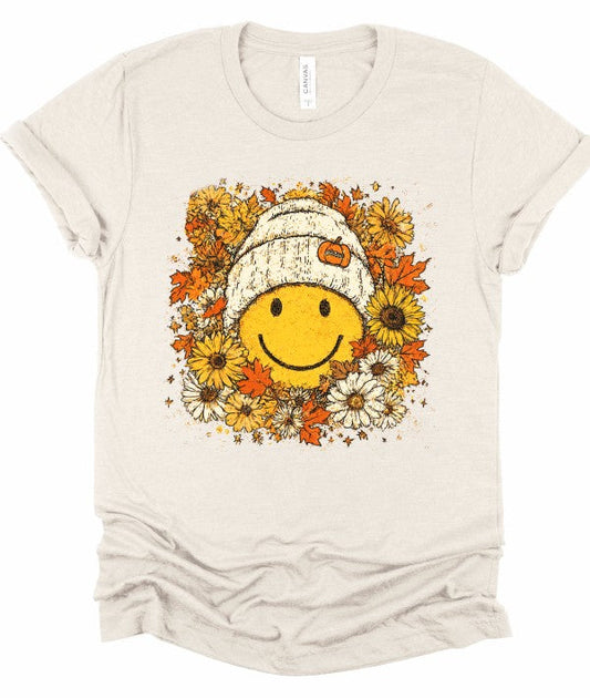 Fall Smiley Face Graphic Tee Top