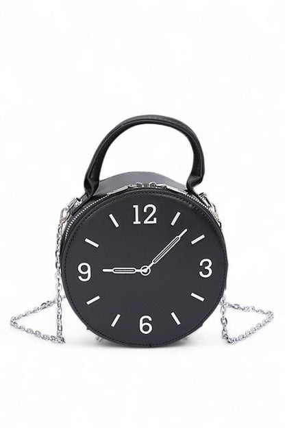 Top Handle Clock Novelty Crossbody Clutch Bag
